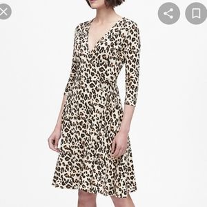 Banana Republic Leopard Ponte Wrap Dress
